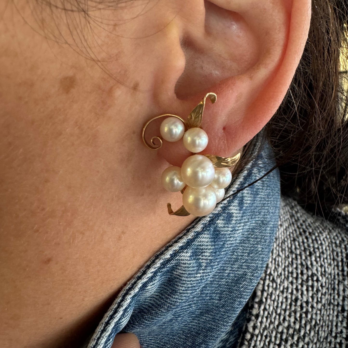14K gold Clip-On Earrings set with Pearls