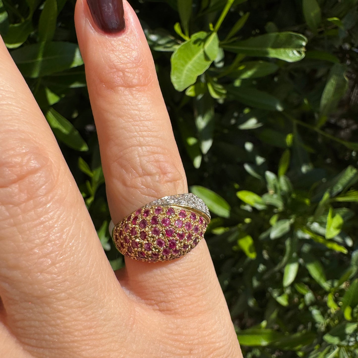 14K gold ring set with Ruby & Diamonds