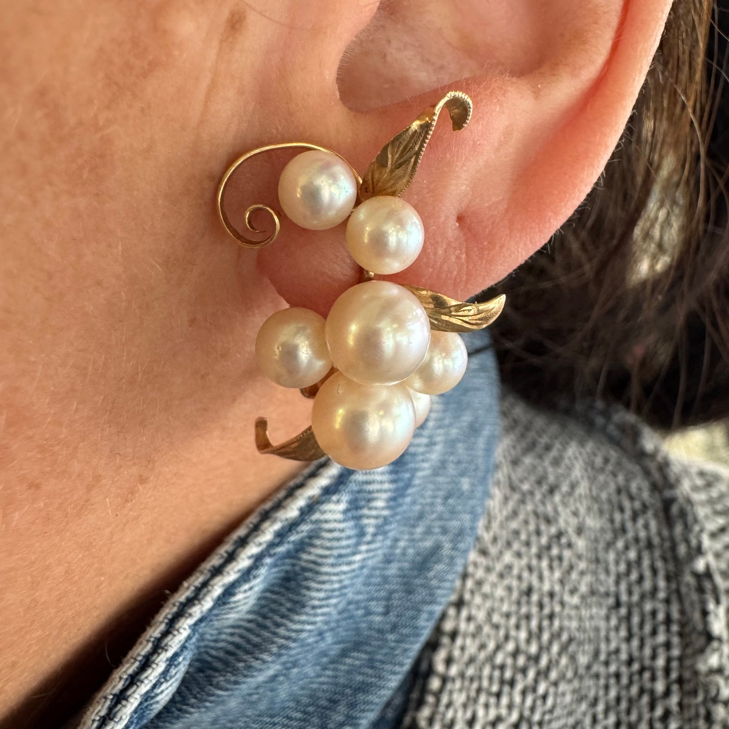 14K gold Clip-On Earrings set with Pearls