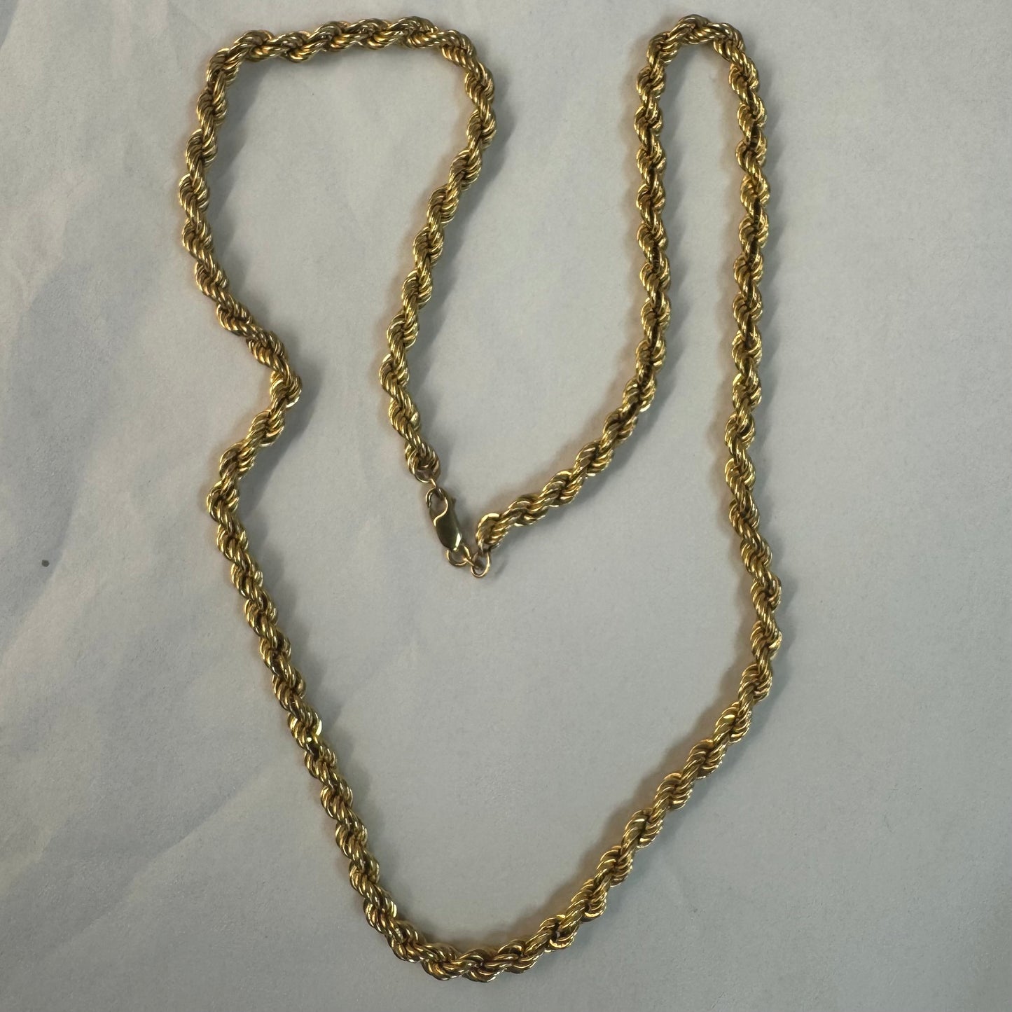 14K gold rope chain necklace with a bold vintage look