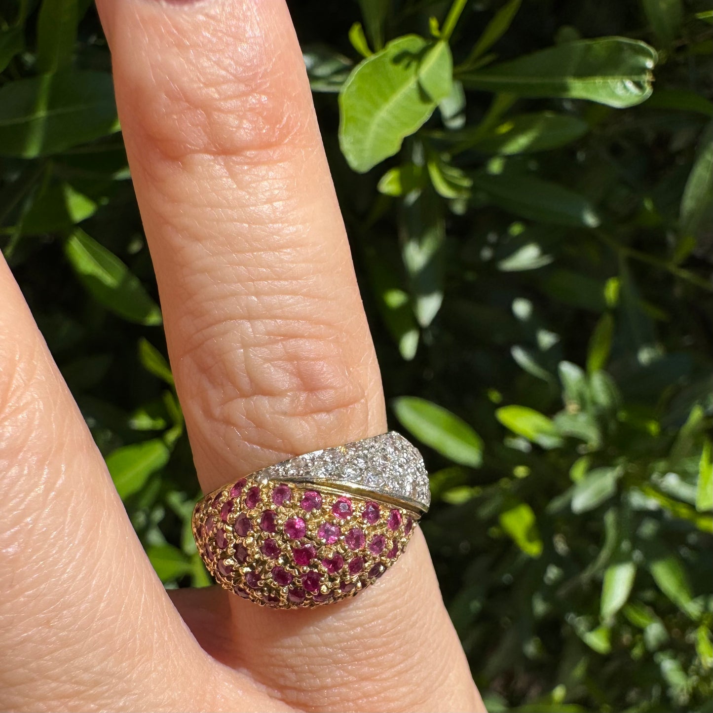 14K gold ring set with Ruby & Diamonds
