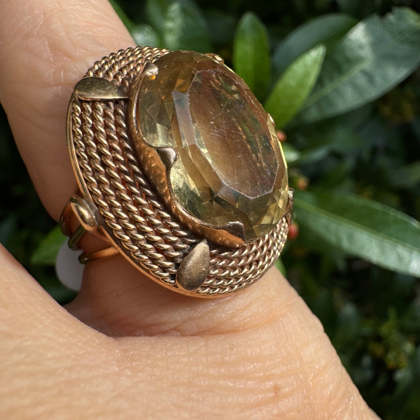 14K gold ring set with Smoky Quartz