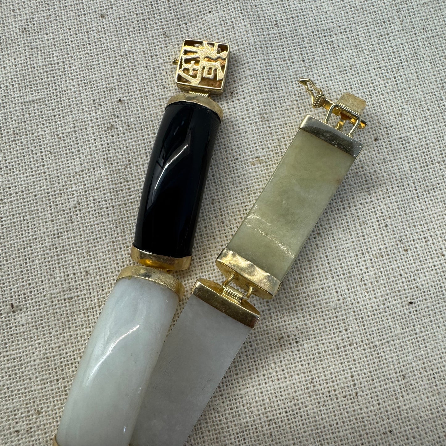 14K gold bracelet set with various gemstones