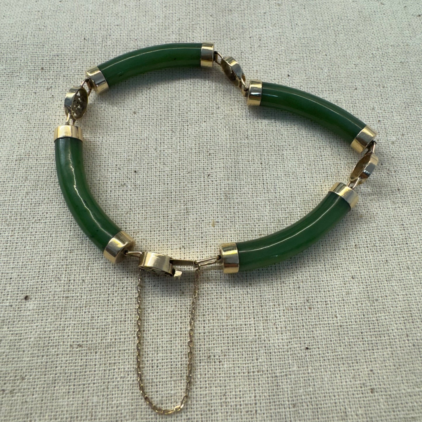 18K gold bracelet set with Green Jade