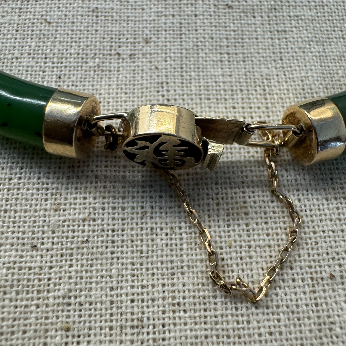 18K gold bracelet set with Green Jade