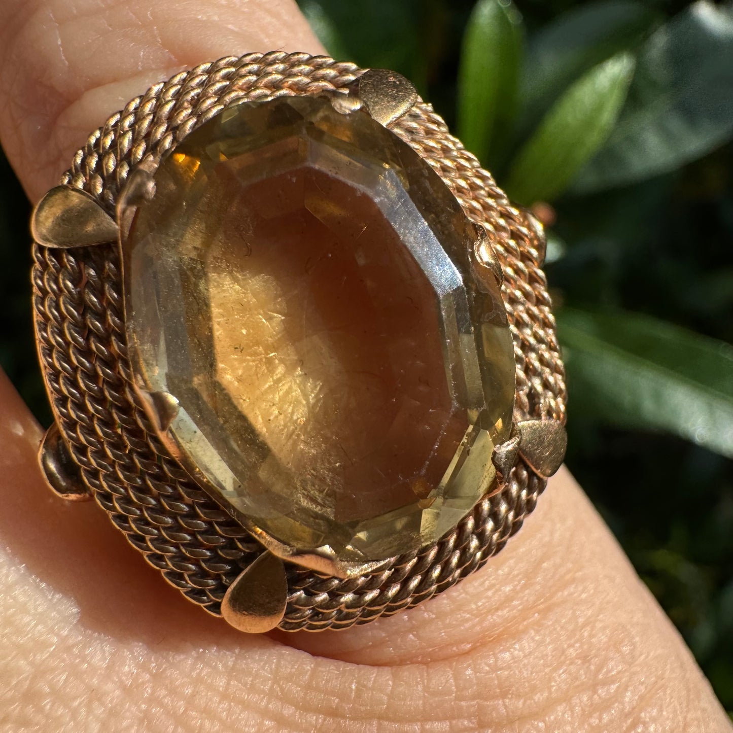 14K gold ring set with Smoky Quartz