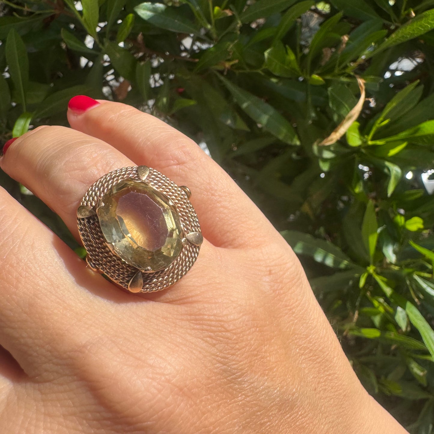 14K gold ring set with Smoky Quartz