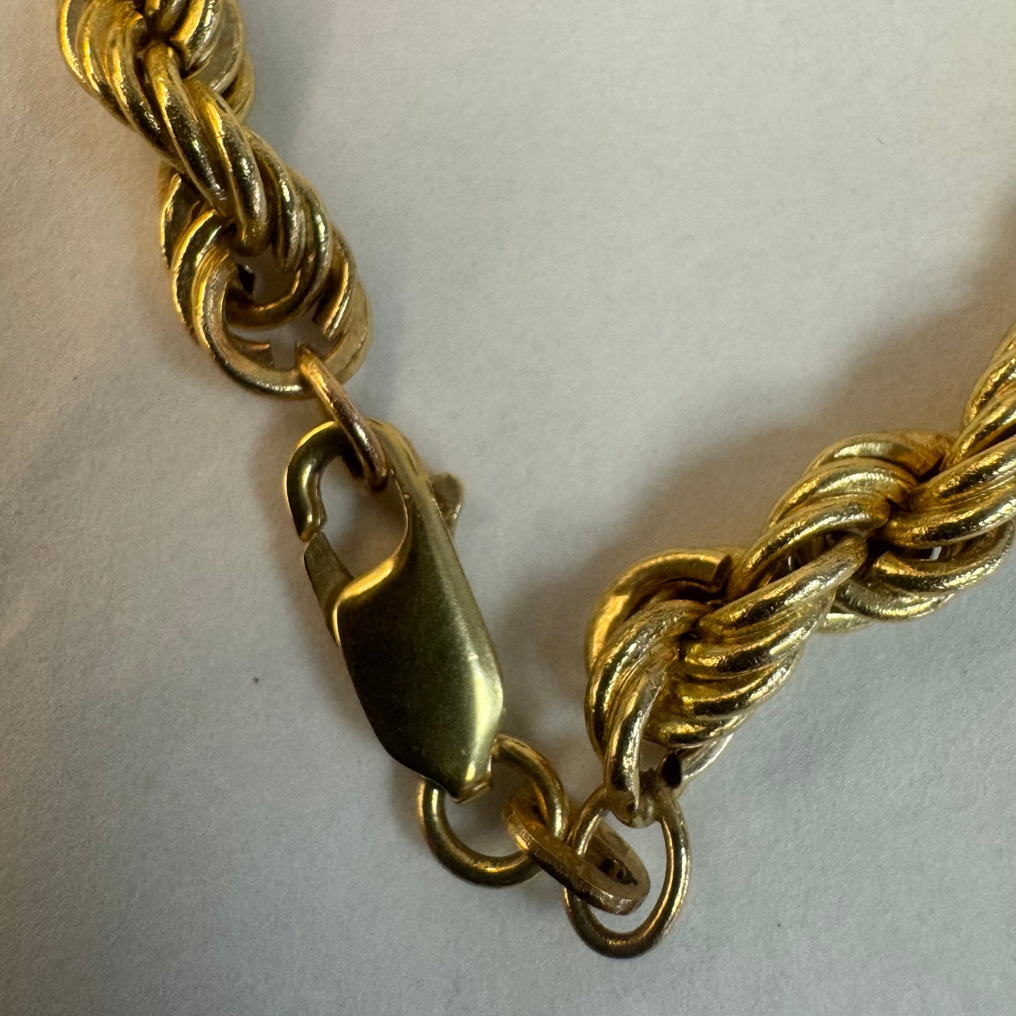 14K gold rope chain necklace with a bold vintage look
