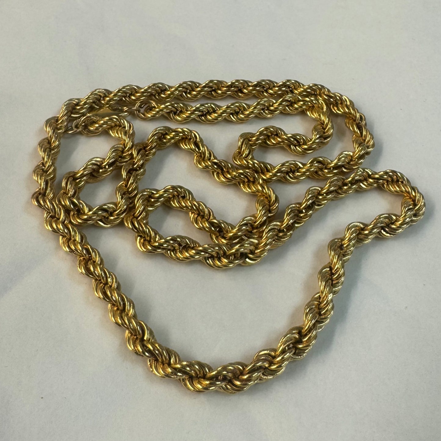 14K gold rope chain necklace with a bold vintage look