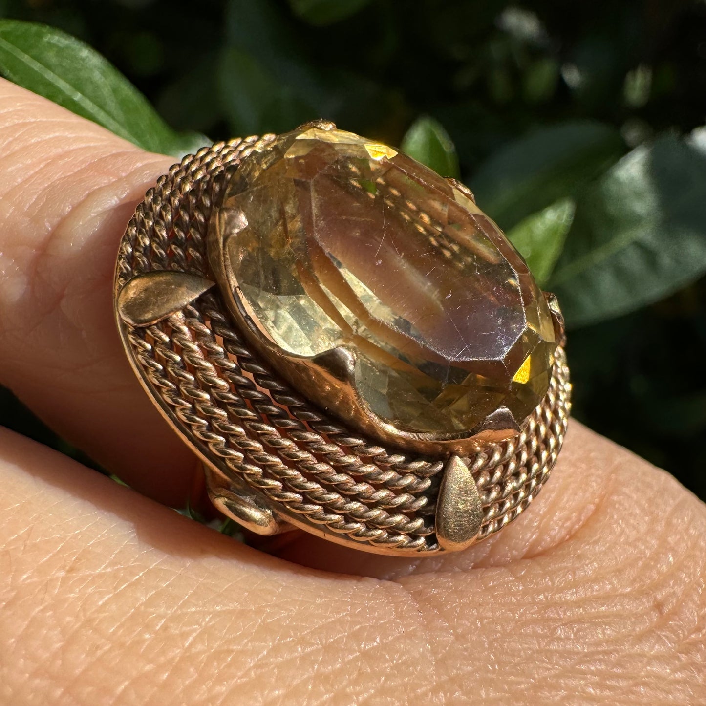 14K gold ring set with Smoky Quartz