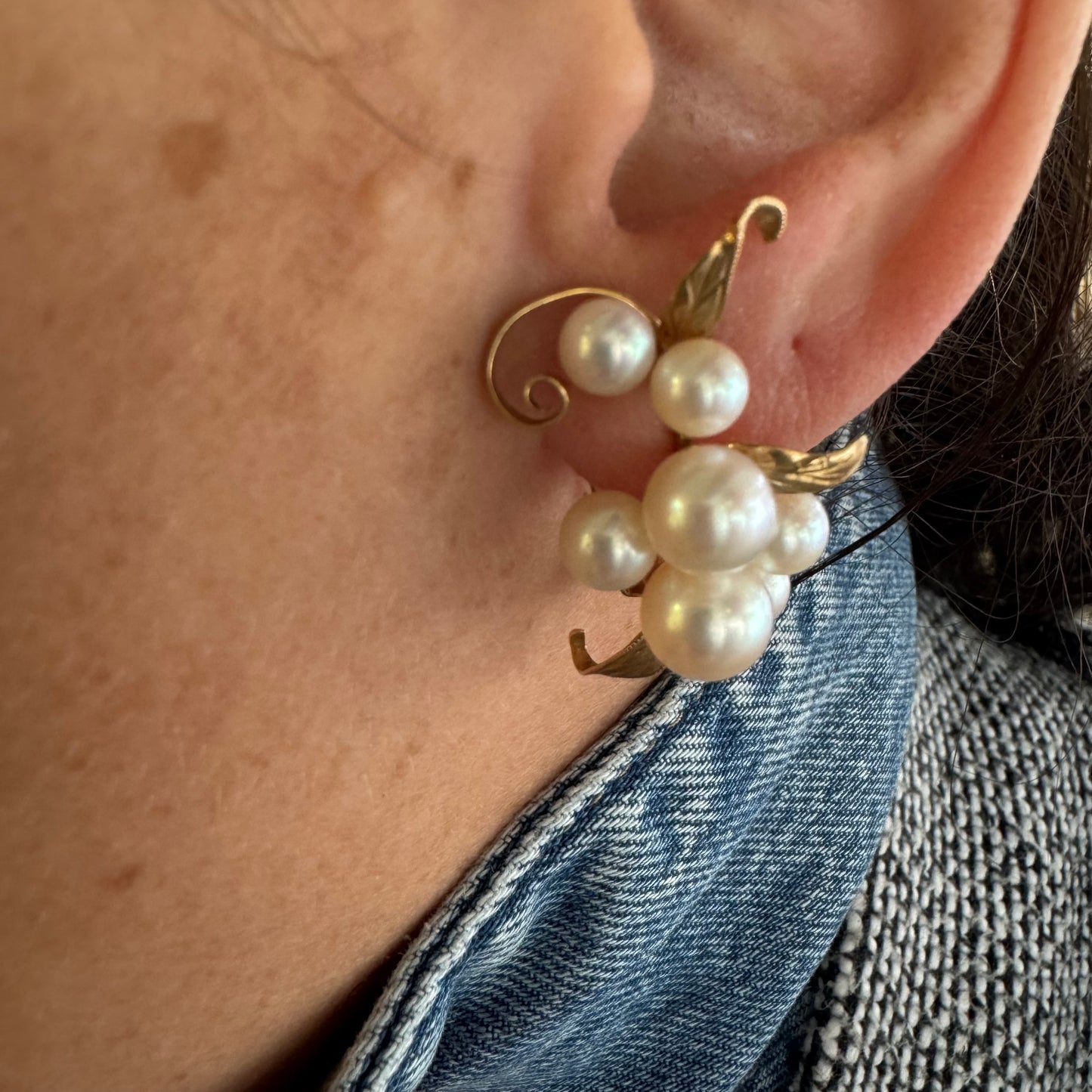 14K gold Clip-On Earrings set with Pearls