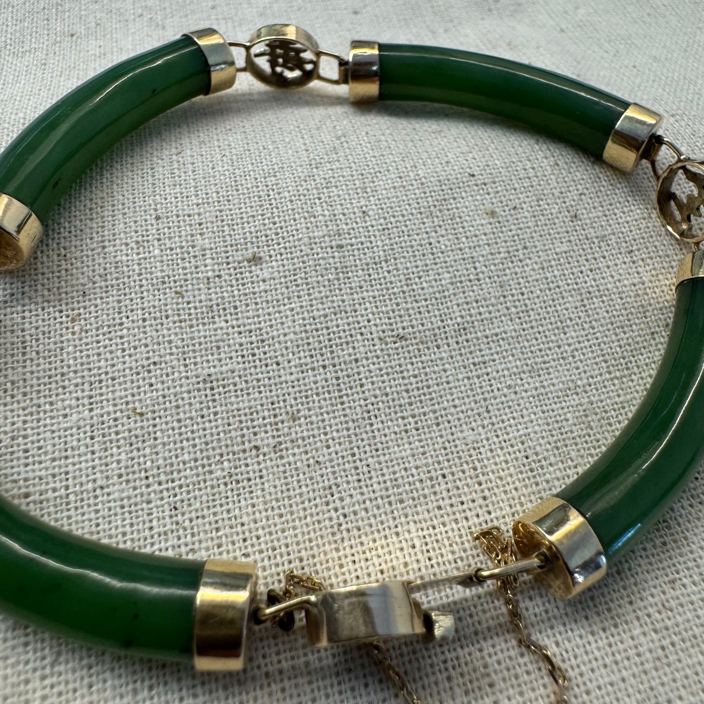 18K gold bracelet set with Green Jade