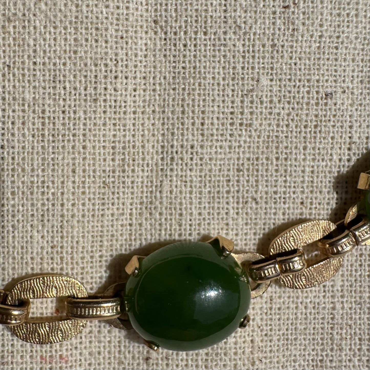 14K gold bracelet set with Green Jade