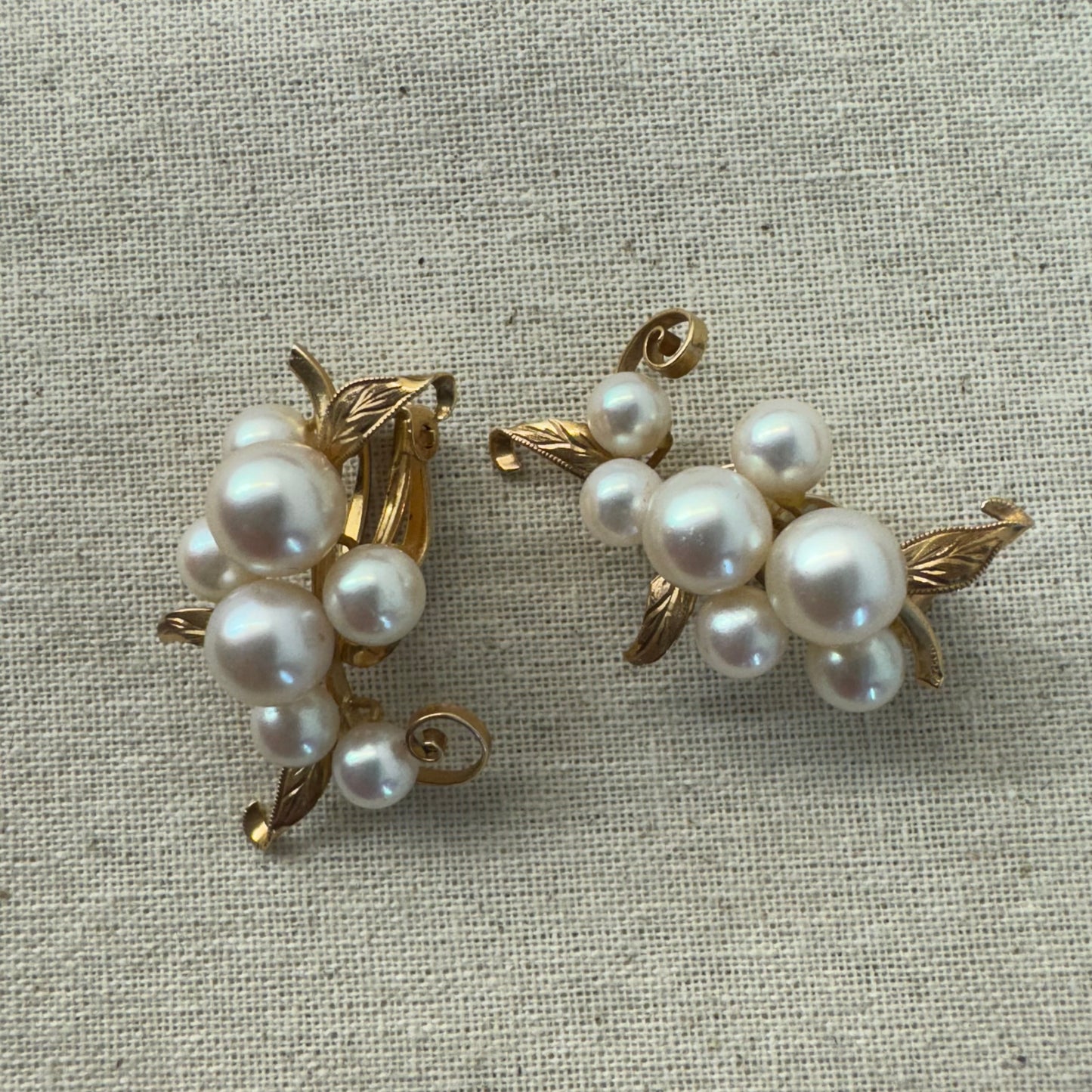 14K gold Clip-On Earrings set with Pearls