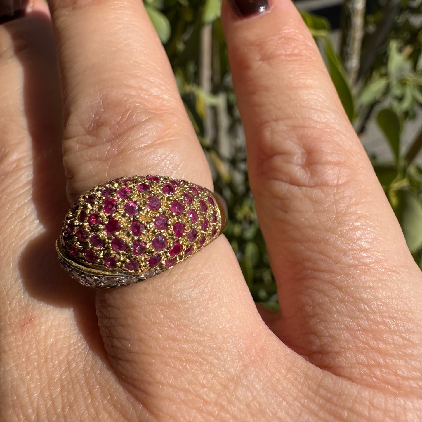 14K gold ring set with Ruby & Diamonds