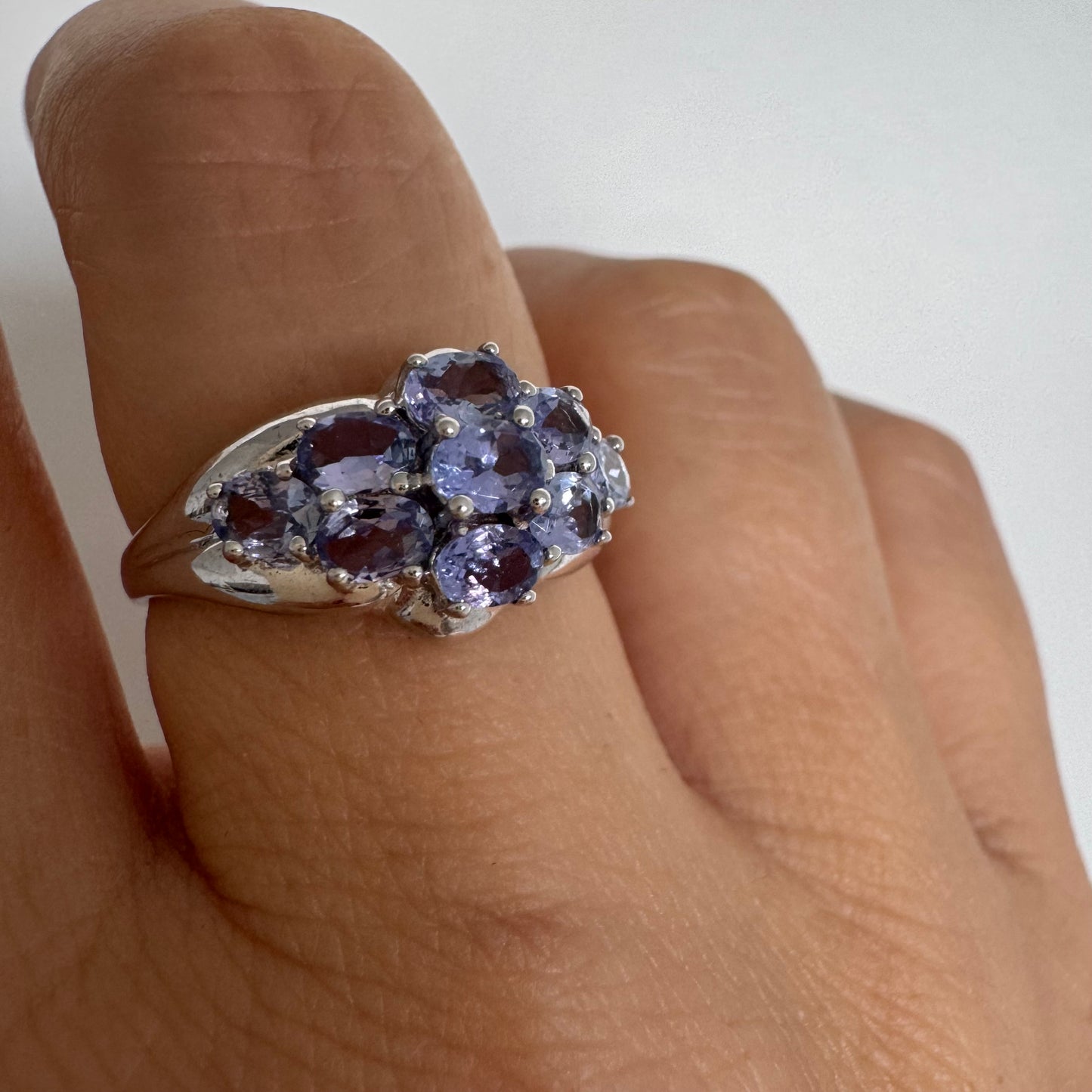 14K gold ring set with Light purple Amethyst stones