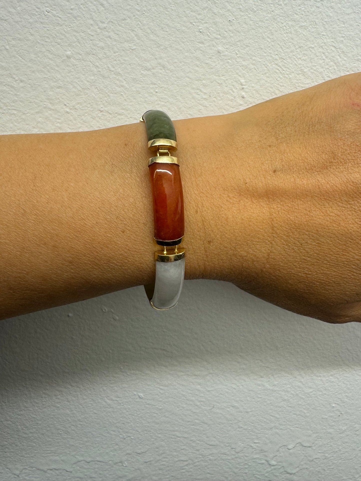 14K gold bracelet set with various gemstones