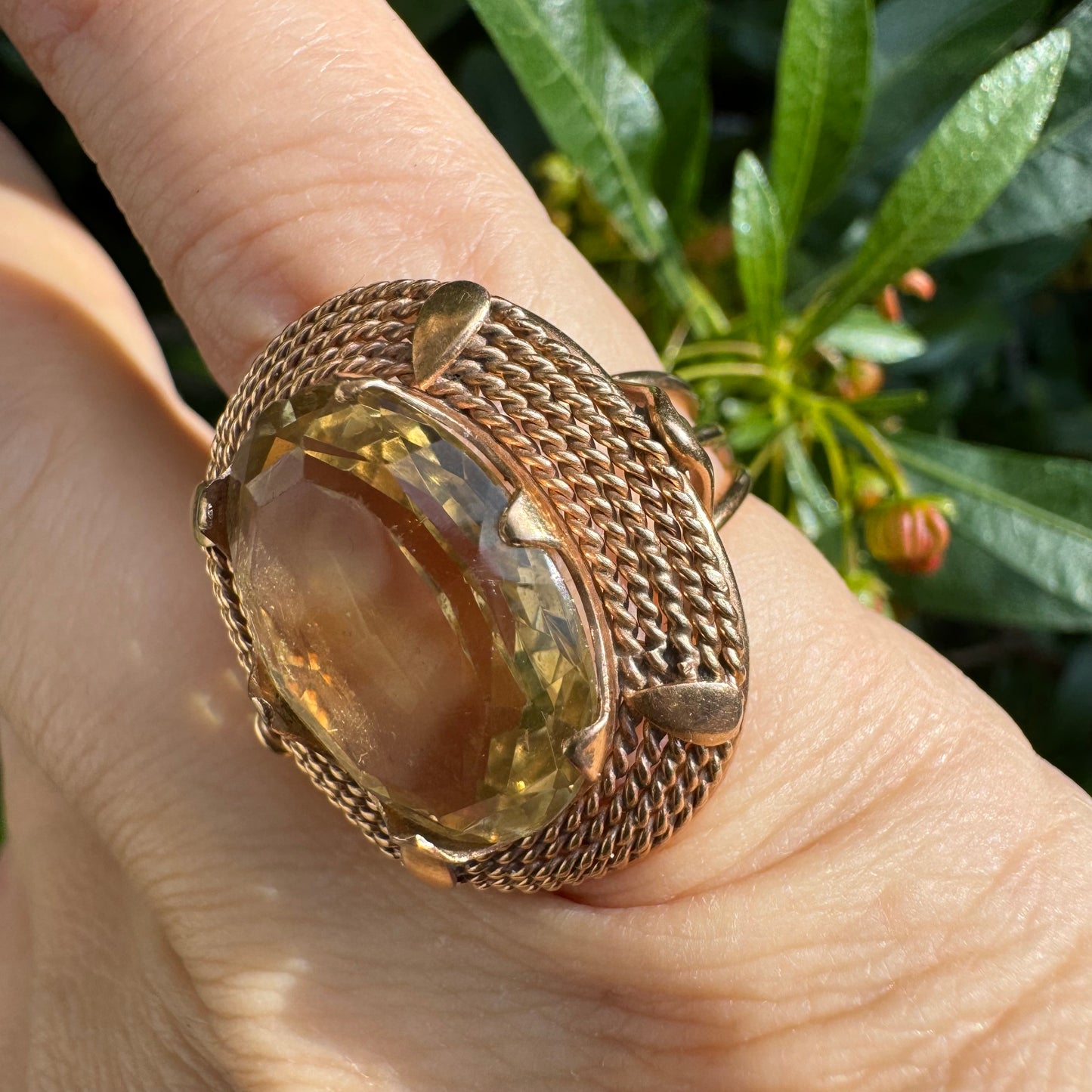 14K gold ring set with Smoky Quartz