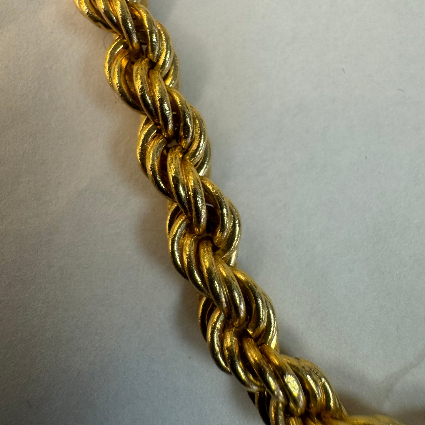 14K gold rope chain necklace with a bold vintage look