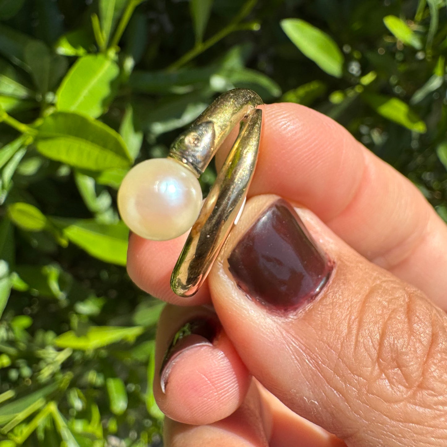 14K gold ring set with Pearl
