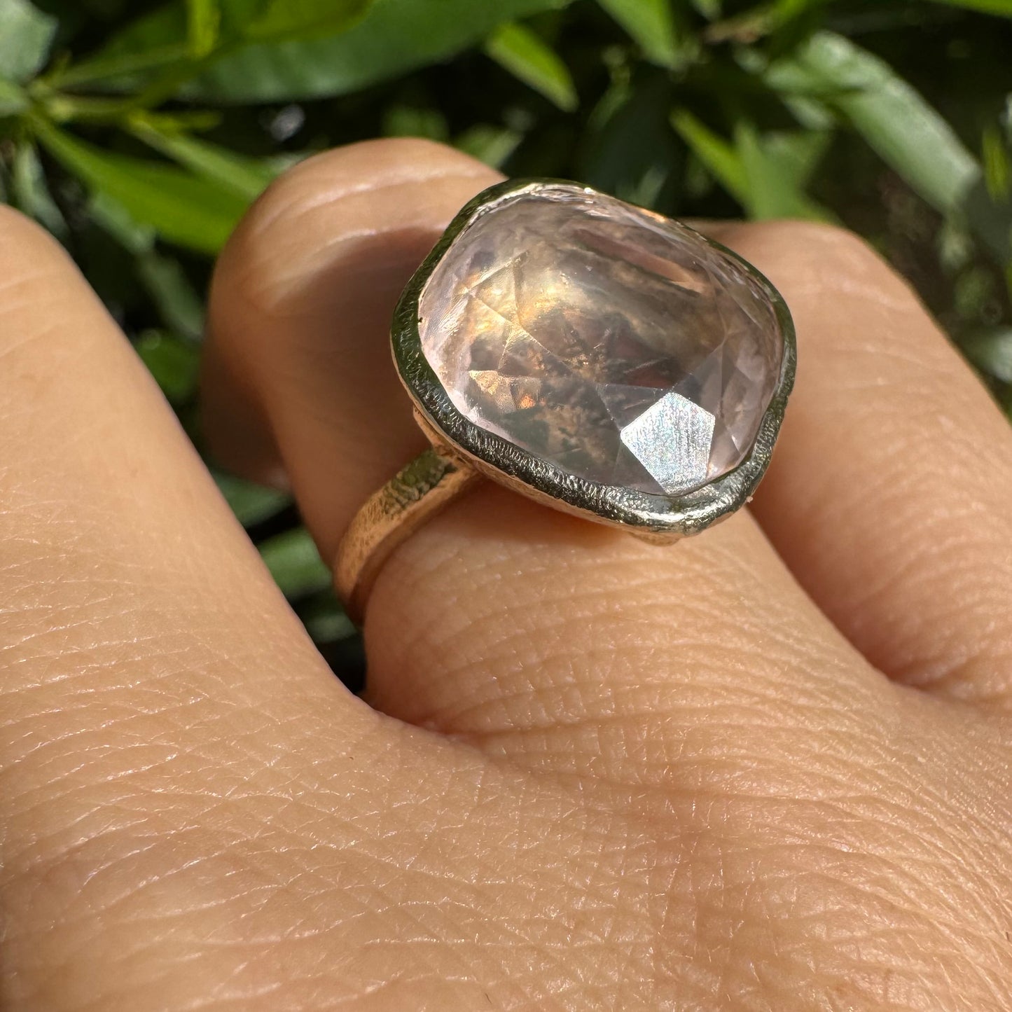 18K gold H.Stern ring set with Rose Quartz