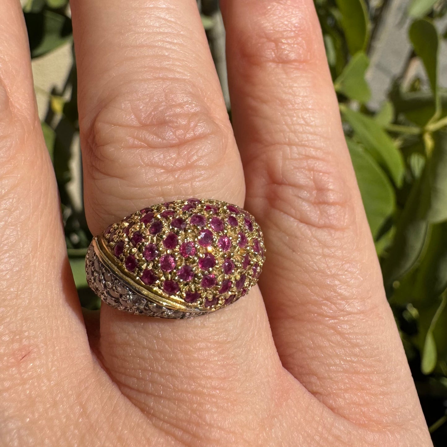14K gold ring set with Ruby & Diamonds
