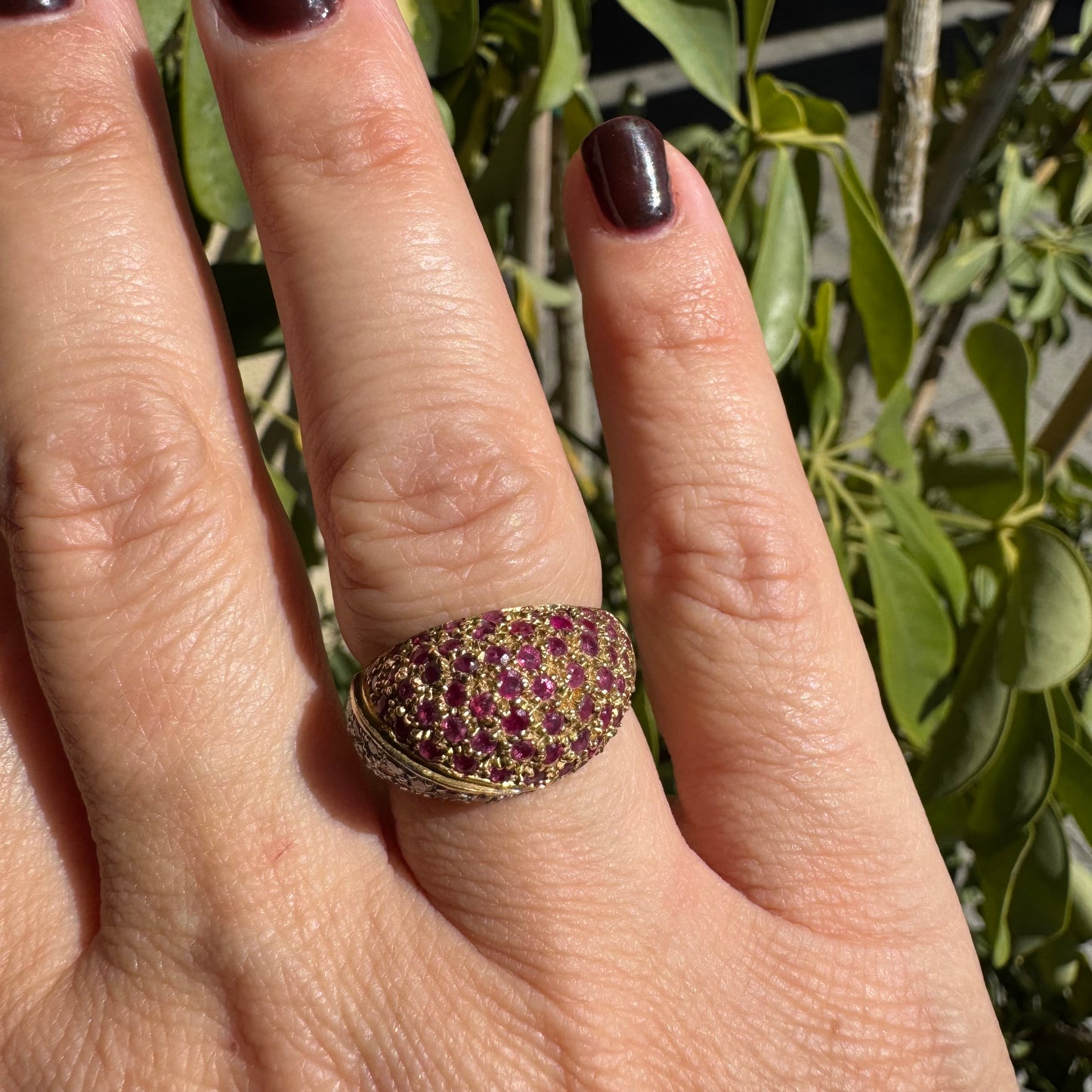 14K gold ring set with Ruby & Diamonds