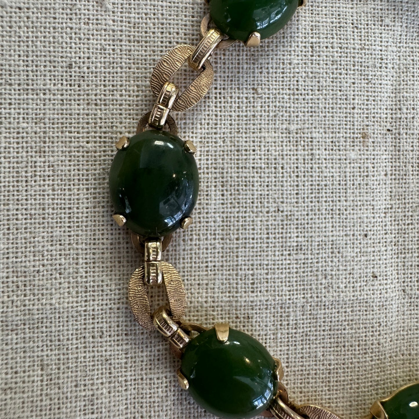 14K gold bracelet set with Green Jade