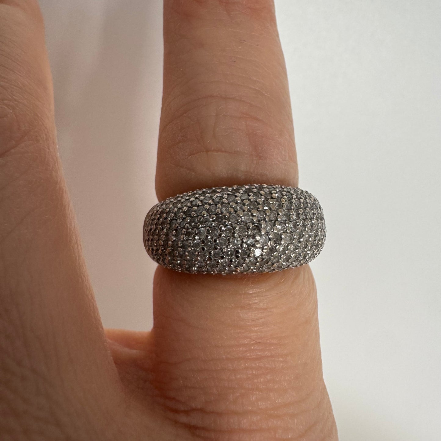 14K gold dome ring fully set with micro pavé Diamonds.