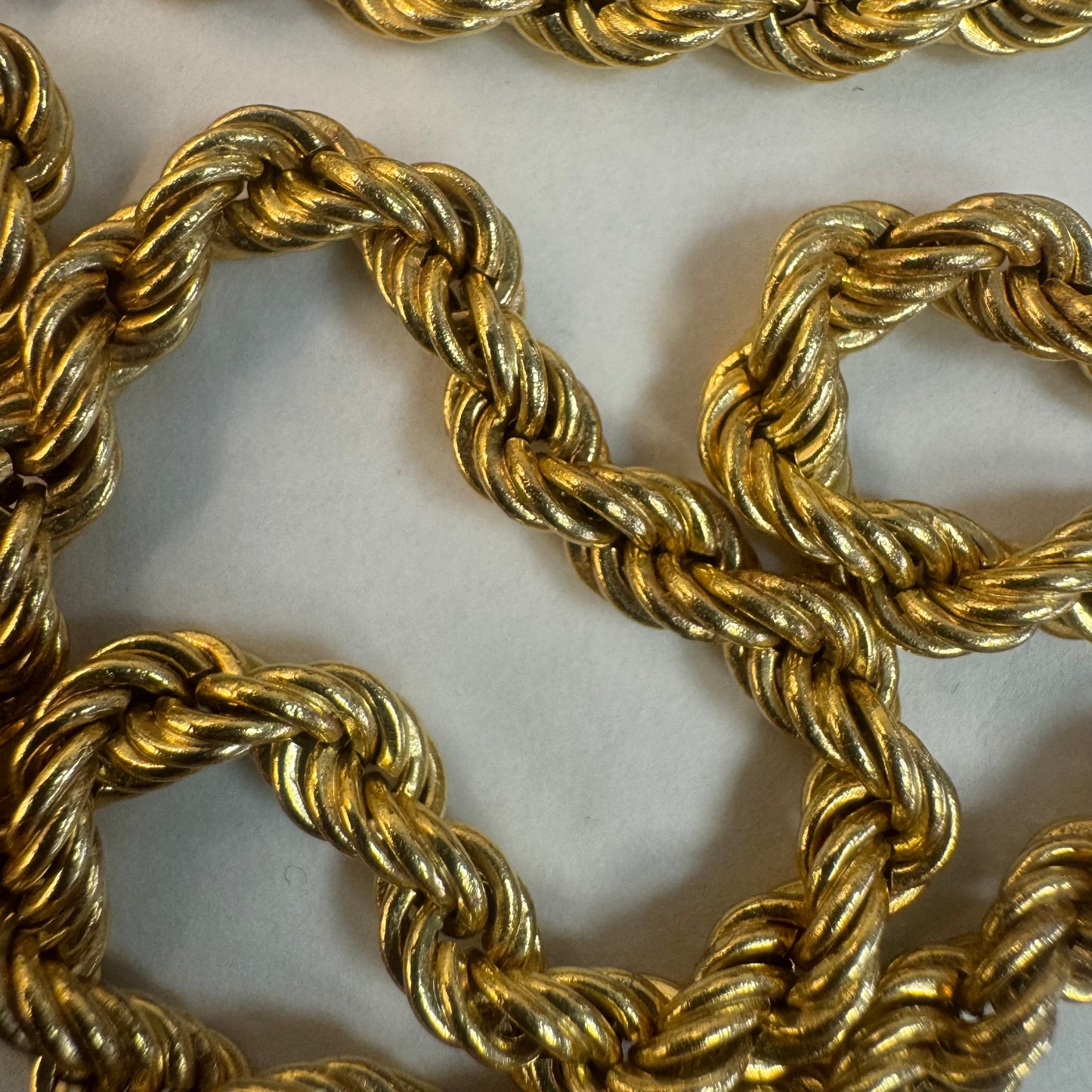14K gold rope chain necklace with a bold vintage look
