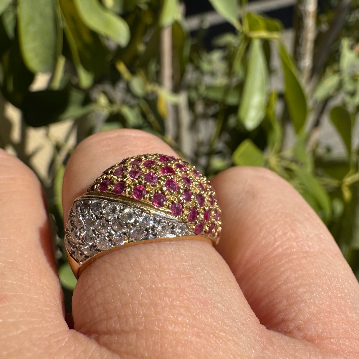 14K gold ring set with Ruby & Diamonds