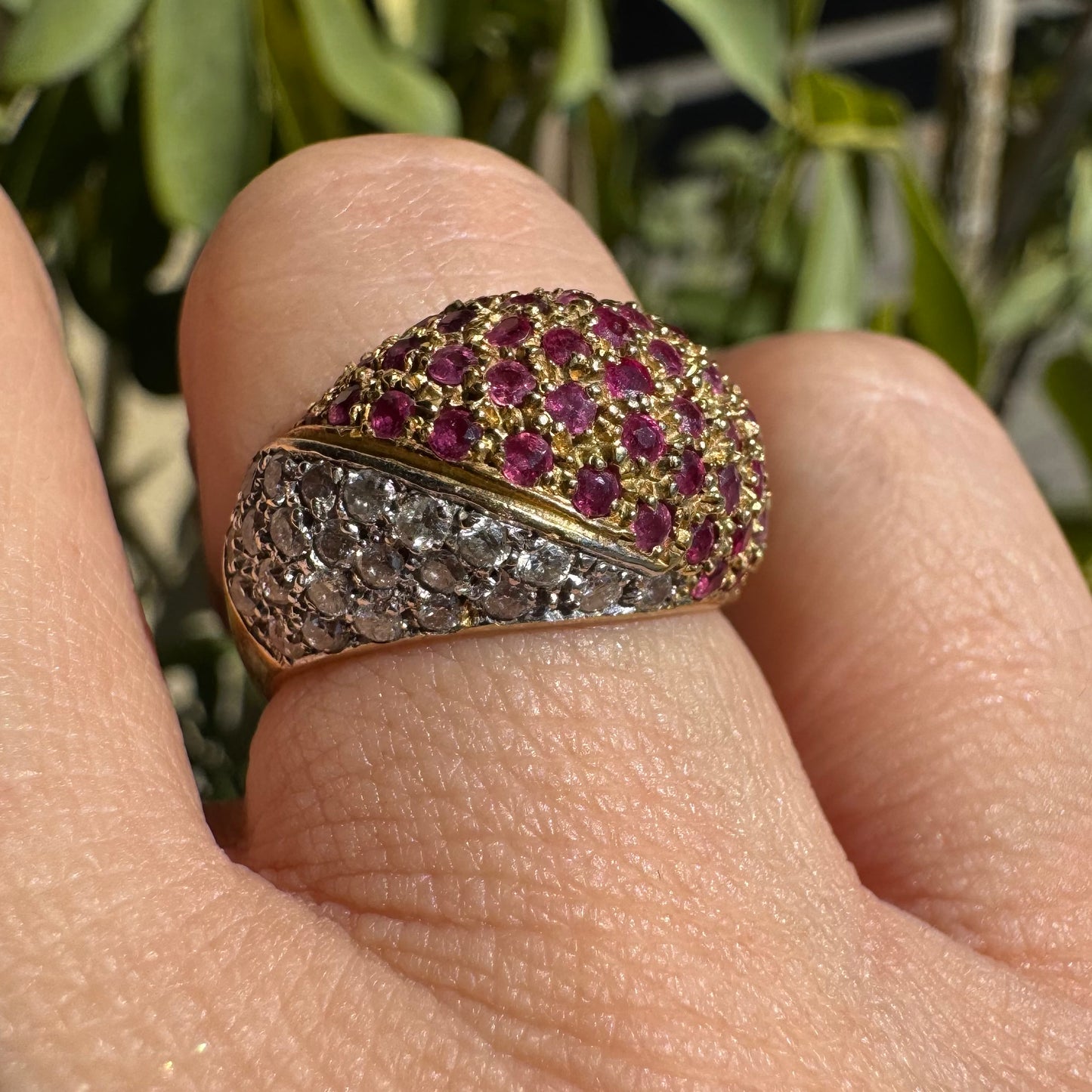 14K gold ring set with Ruby & Diamonds