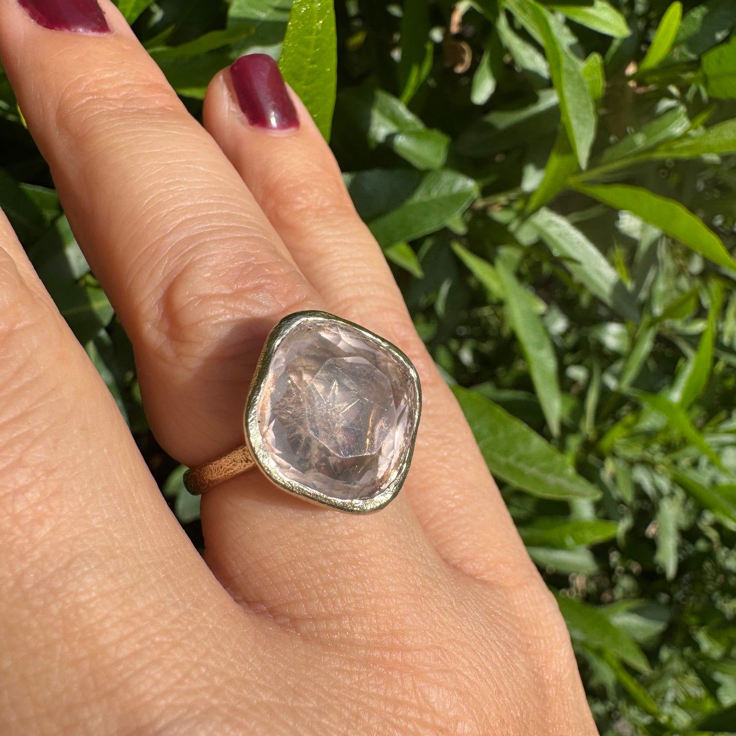 18K gold H.Stern ring set with Rose Quartz