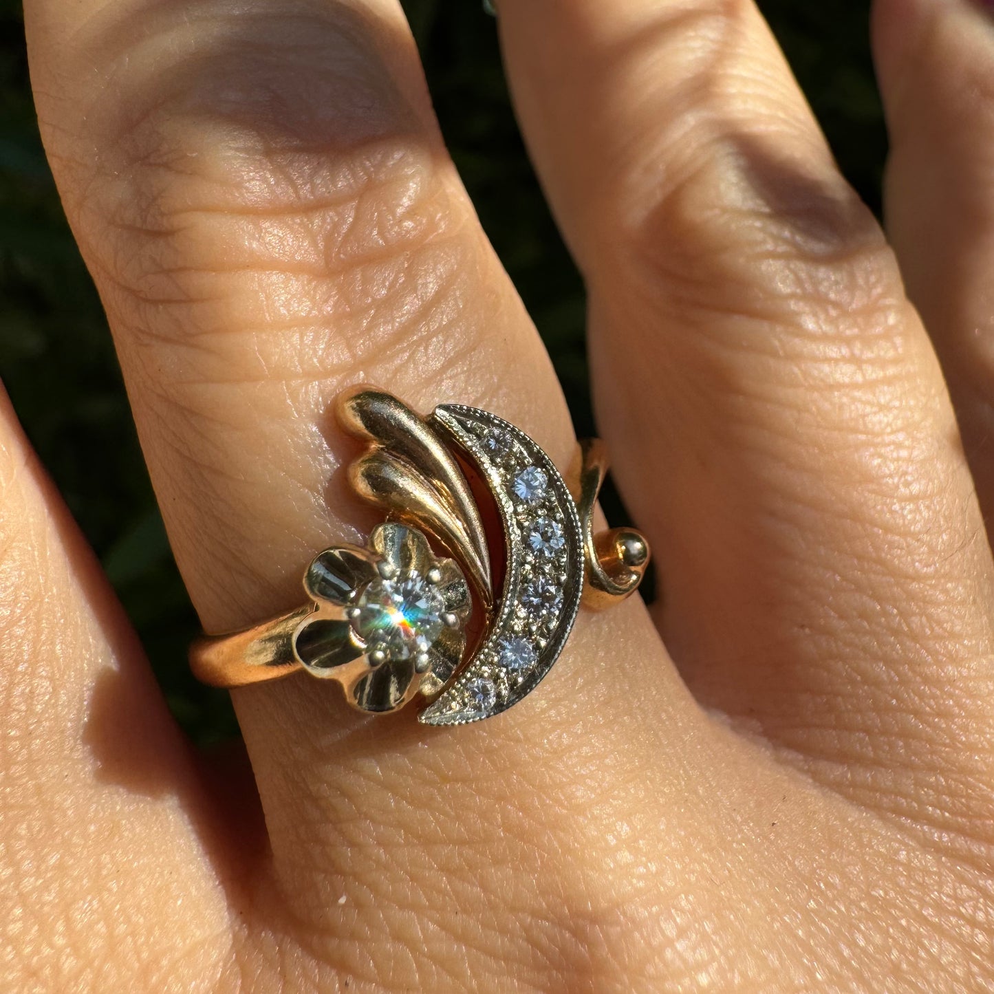 טבעת זהב 14K משובצת יהלומים