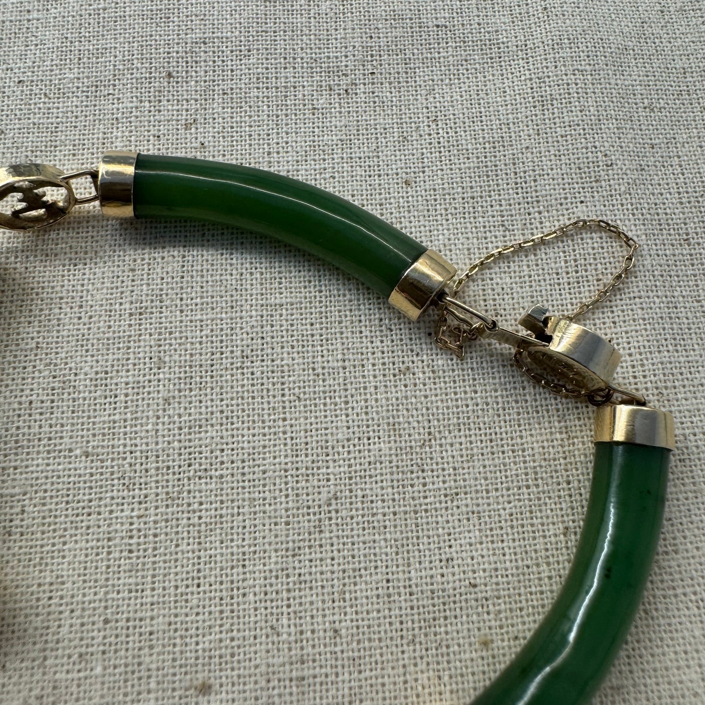 18K gold bracelet set with Green Jade