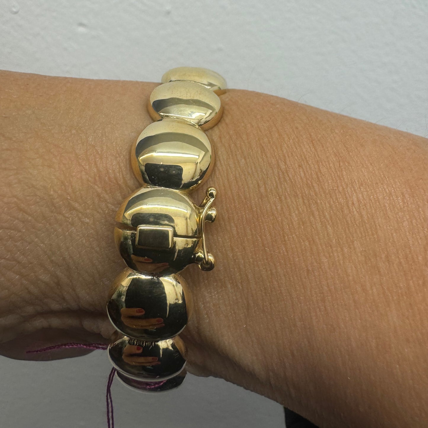 14K gold bracelet set with bold, rounded links