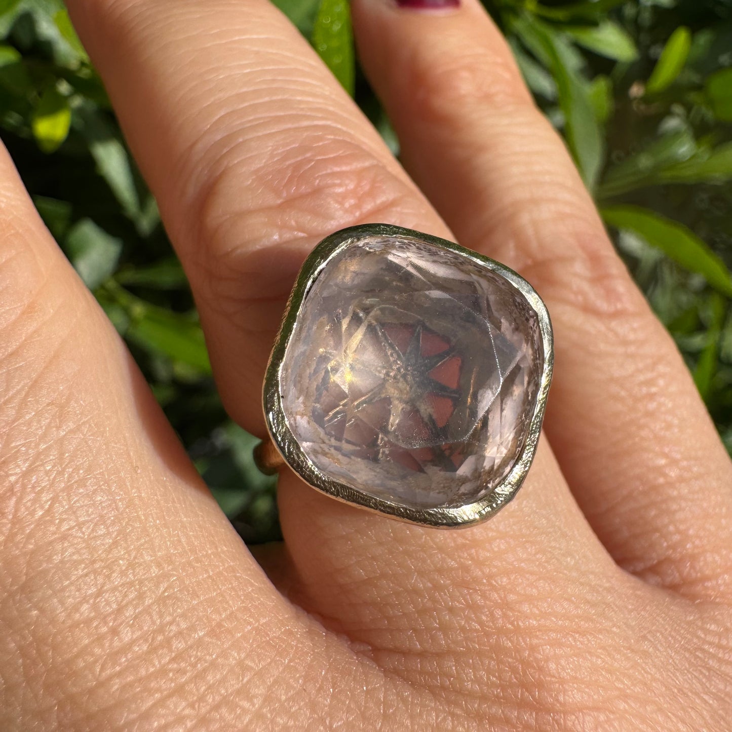 18K gold H.Stern ring set with Rose Quartz