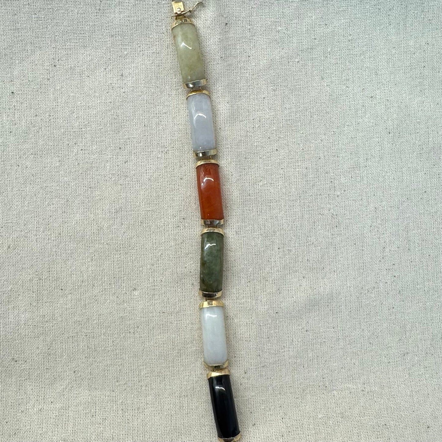 14K gold bracelet set with various gemstones