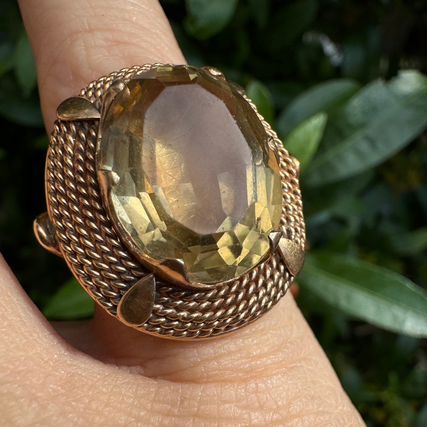 14K gold ring set with Smoky Quartz