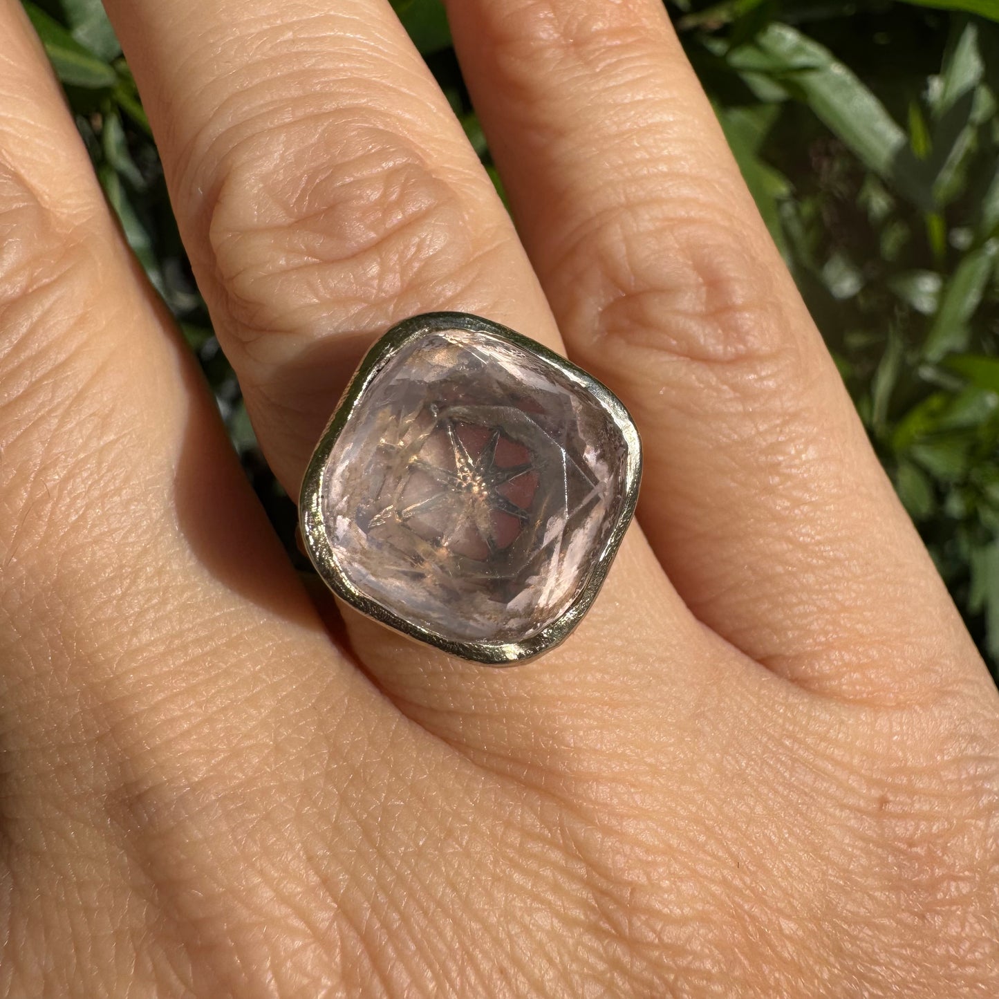 18K gold H.Stern ring set with Rose Quartz