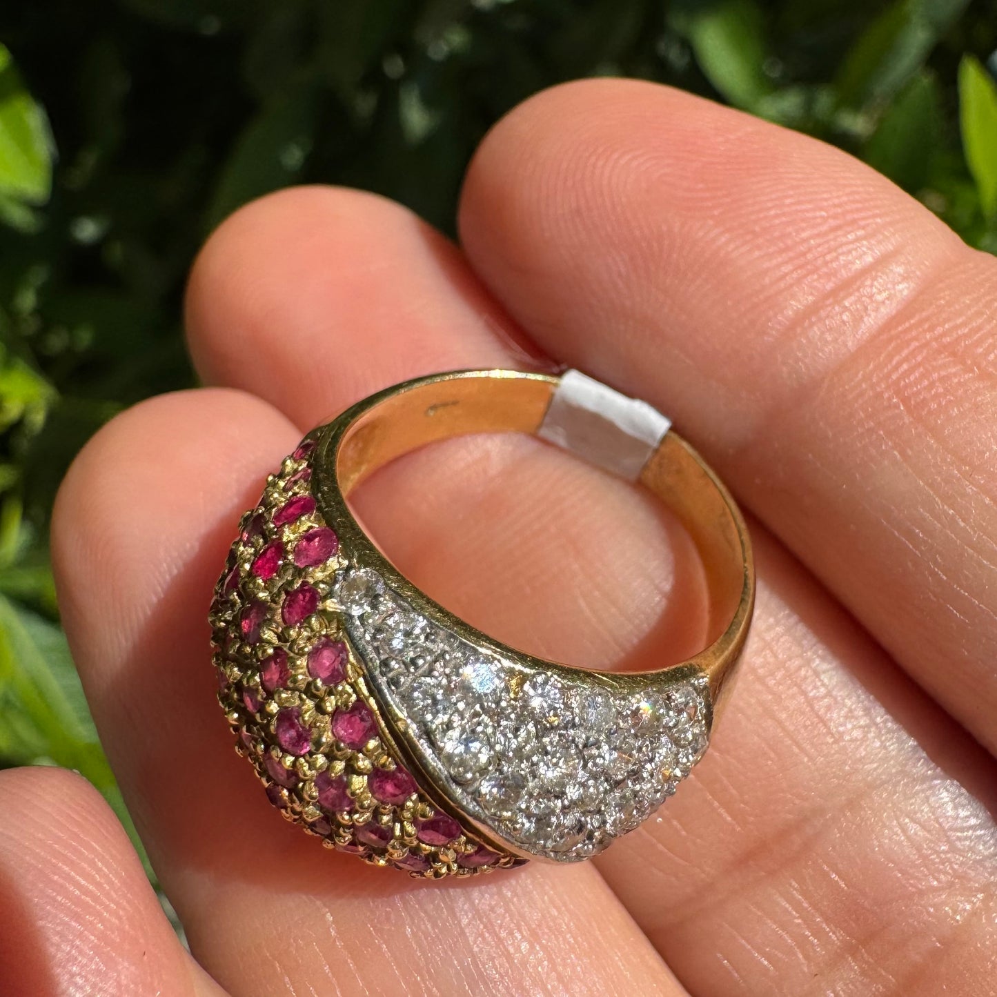 14K gold ring set with Ruby & Diamonds