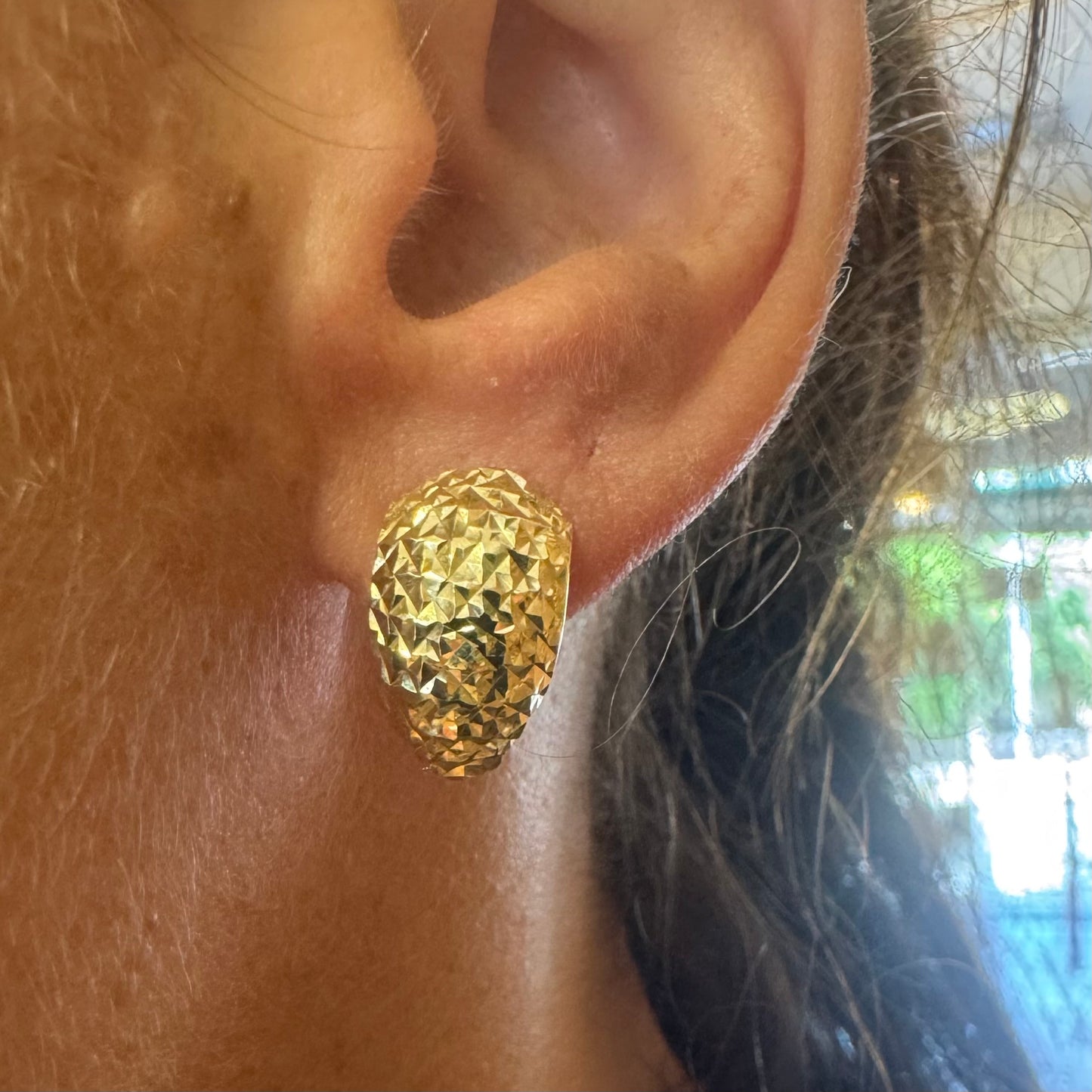 14K Gold textured dome Earrings