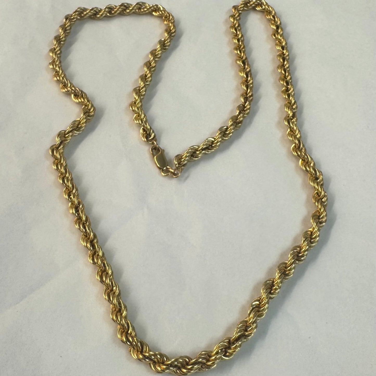 14K gold rope chain necklace with a bold vintage look