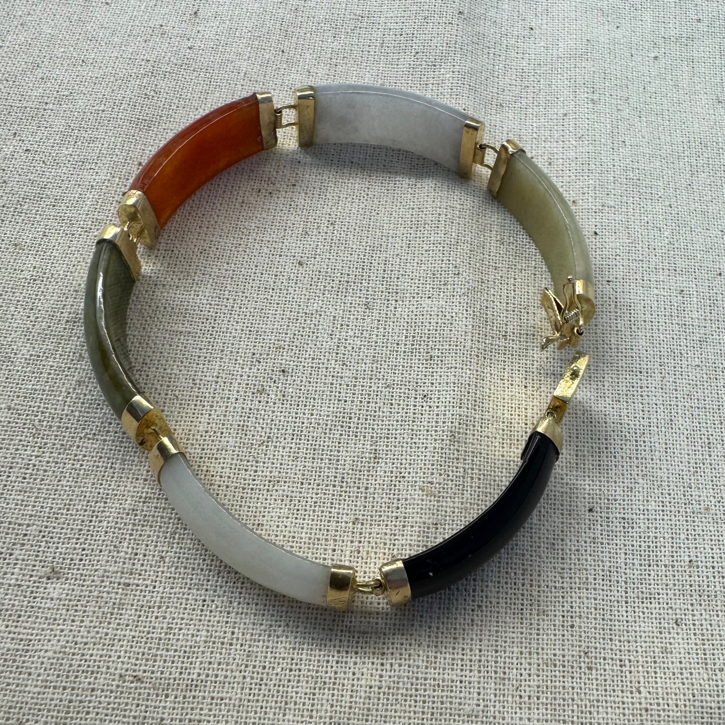 14K gold bracelet set with various gemstones