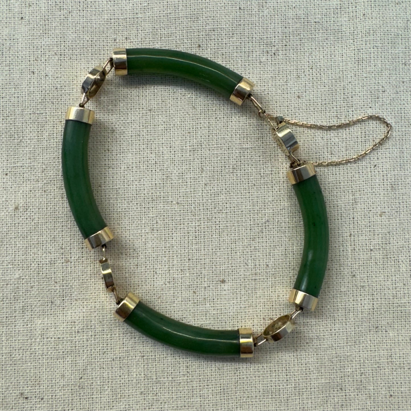 18K gold bracelet set with Green Jade