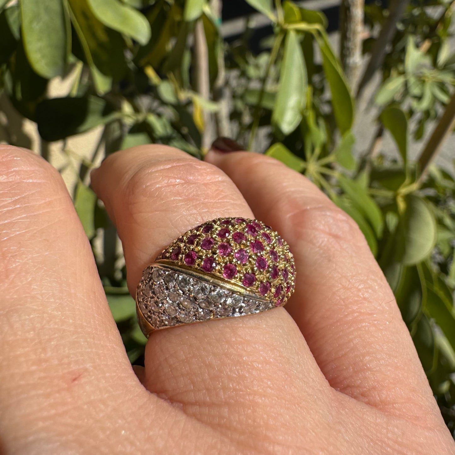 14K gold ring set with Ruby & Diamonds