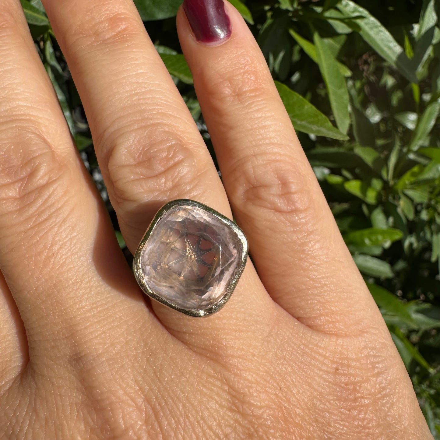 18K gold H.Stern ring set with Rose Quartz