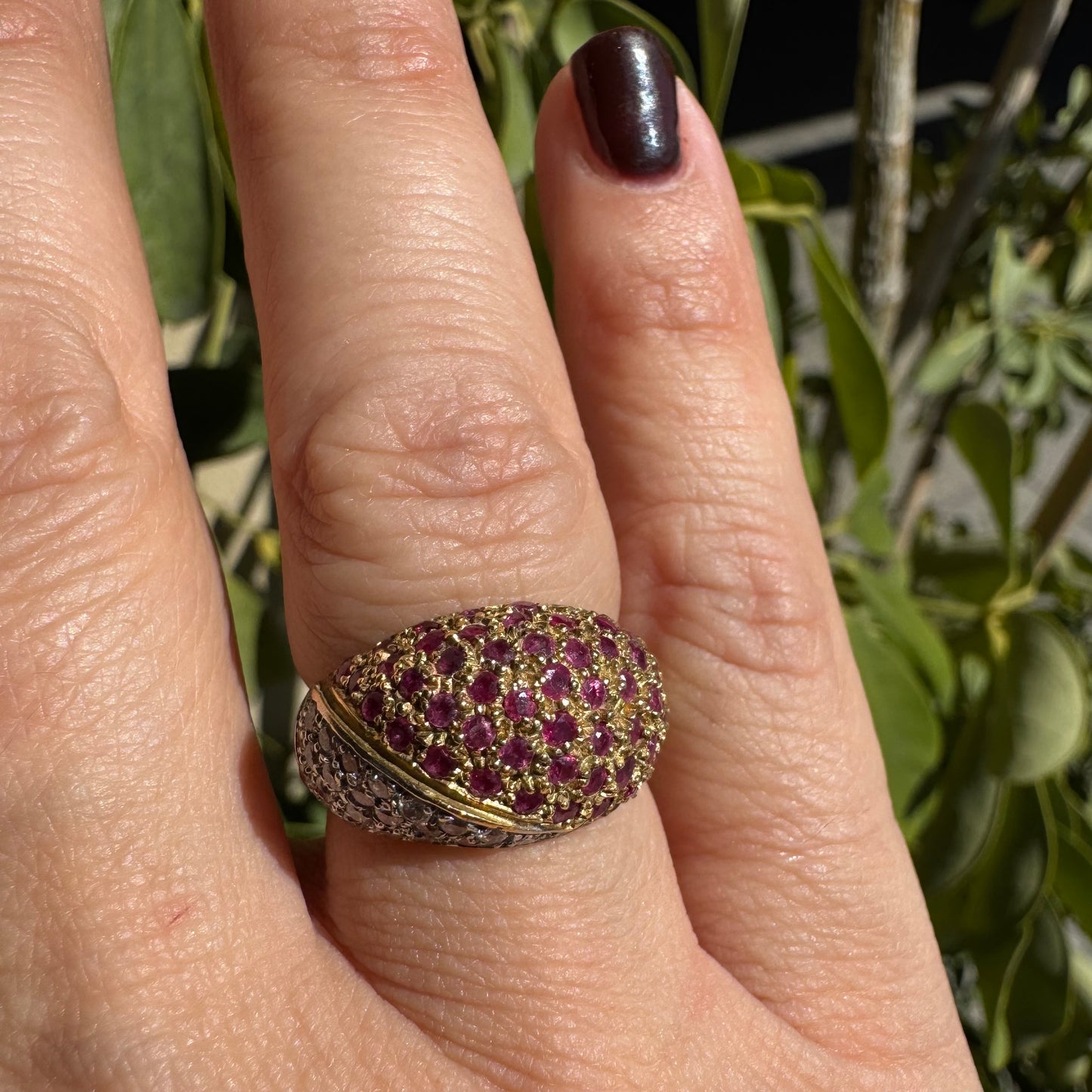 14K gold ring set with Ruby & Diamonds