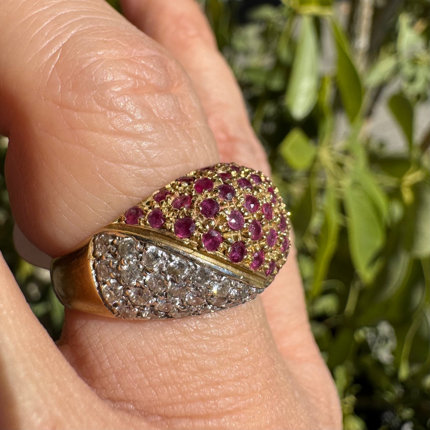 14K gold ring set with Ruby & Diamonds