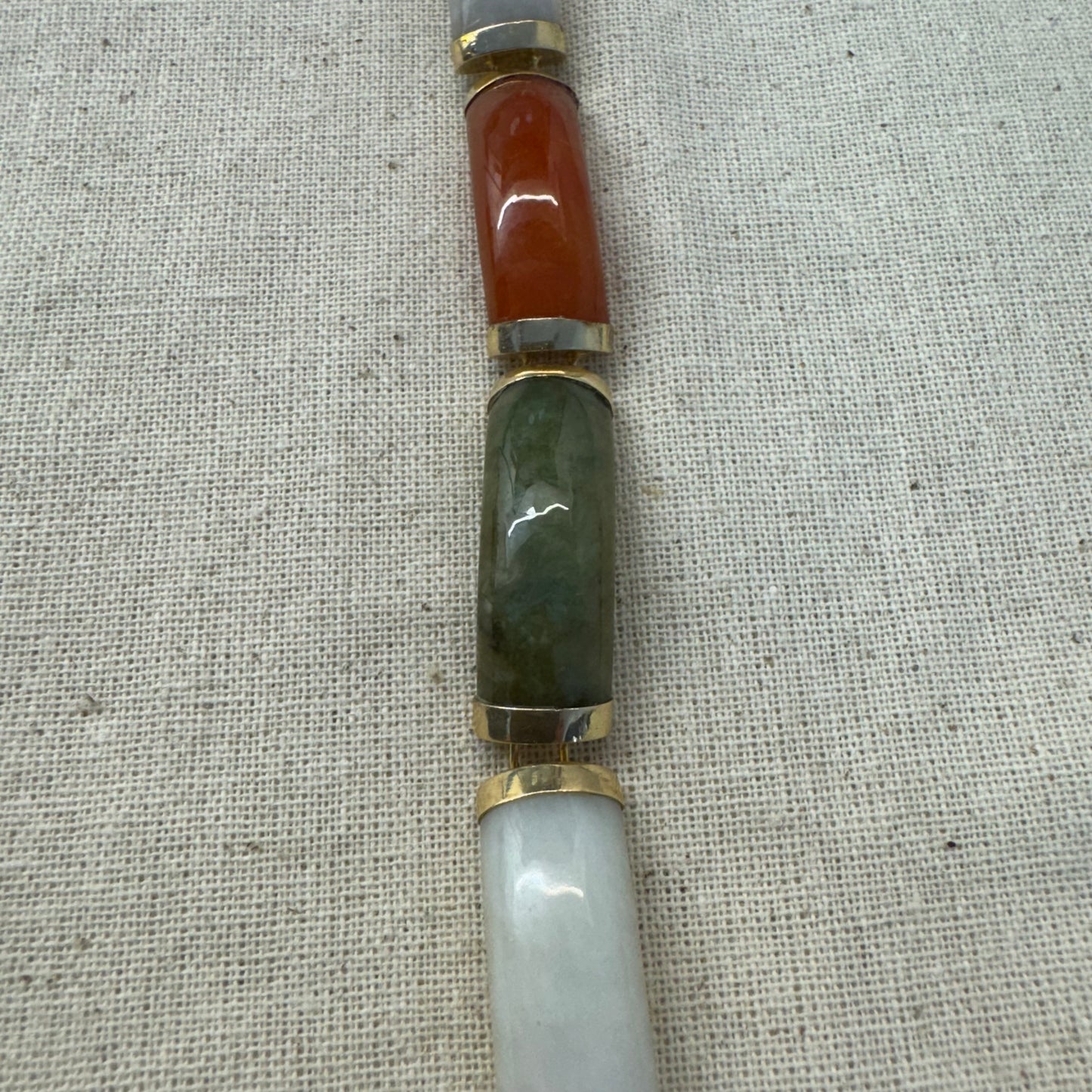 14K gold bracelet set with various gemstones
